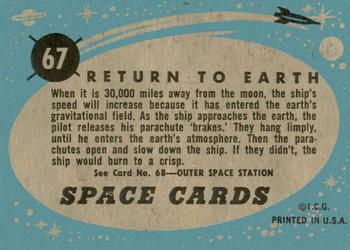 1957 Topps Space #67 Return To Earth Back