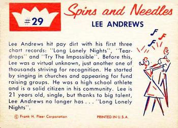 1960 Fleer Spins and Needles #29 Lee Andrews Back