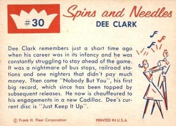 1960 Fleer Spins and Needles #30 Dee Clark Back