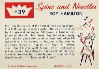 1960 Fleer Spins and Needles #39 Roy Hamilton Back