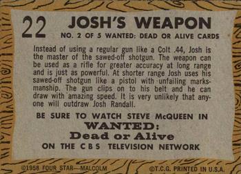 1958 Topps T.V. Westerns #22 Josh's Weapon Back