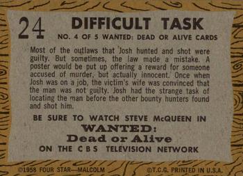 1958 Topps T.V. Westerns #24 Difficult Task Back