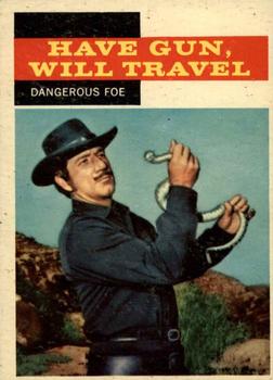 1958 Topps T.V. Westerns #27 Dangerous Foe Front