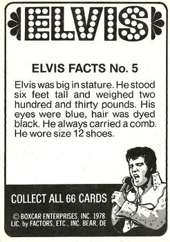 1978 Donruss Elvis Presley #5 Elvis was big in stature. Back