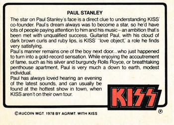 1979 Donruss Rock Stars #32 Kiss (Paul Stanley) Back