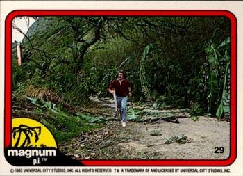 1983 Donruss Magnum P.I. #29 (running on forest path) Front