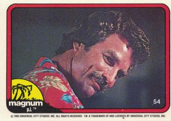 1983 Donruss Magnum P.I. #54 (leaning head, perplexed, red shirt) Front