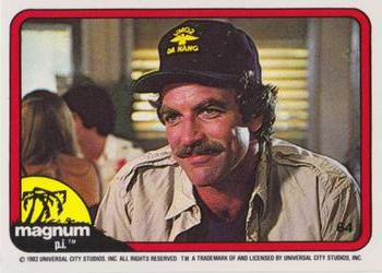 1983 Donruss Magnum P.I. #64 (smiling at table in hat) Front