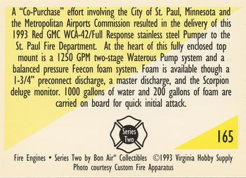 1993 Bon Air Fire Engines #165 St. Paul, Minnesota - 1993 White GMC Back