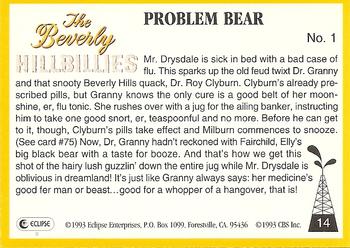 1993 Eclipse Beverly Hillbillies #14 Problem Bear - No. 1 Back