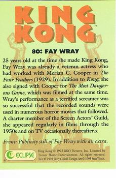 1993 Eclipse King Kong Movie #80 Fay Wray Back