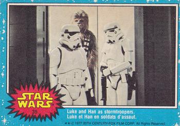 1977 O-Pee-Chee Star Wars #35 Luke and Han as stormtroopers Front