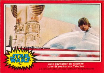 1977 O-Pee-Chee Star Wars #74 Luke Skywalker on Tatooine Front