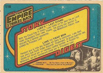 1980 O-Pee-Chee The Empire Strikes Back #116 Luke's Last Stand Back