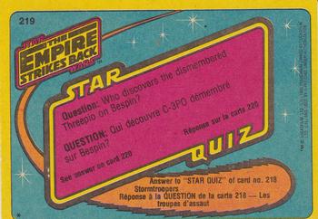 1980 O-Pee-Chee The Empire Strikes Back #219 Princess Leia Under Guard! Back