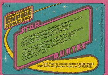 1980 O-Pee-Chee The Empire Strikes Back #321 Lando's Warm Reception Back