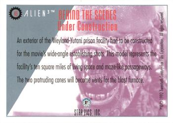 1992 Star Pics Alien 3 #49 Under Construction Back