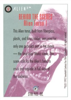 1992 Star Pics Alien 3 #52 Alien Torso 1 Back
