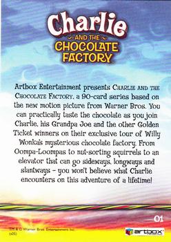 2005 ArtBox Charlie and the Chocolate Factory #1 Title Card Back