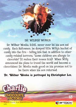 2005 ArtBox Charlie and the Chocolate Factory #15 Dr. Wilbur Wonka Back