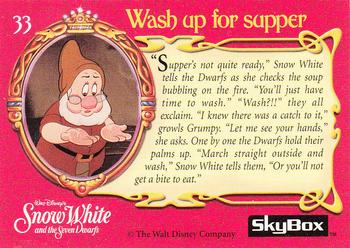 1993 SkyBox Snow White and the Seven Dwarfs #33 Wash up for supper Back