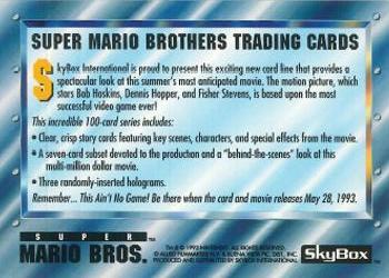 1993 SkyBox Super Mario Bros. #NNO Super Mario Bros. Back
