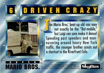 1993 SkyBox Super Mario Bros. #6 Driven Crazy Back