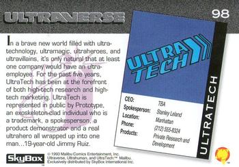 1993 SkyBox Ultraverse #98 Ultratech Back