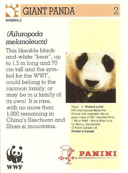 1992 Panini Wildlife In Danger #2 Giant Panda Back