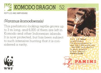 1992 Panini Wildlife In Danger #52 Komodo Dragon Back