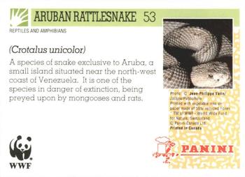 1992 Panini Wildlife In Danger #53 Aruban Rattlesnake Back