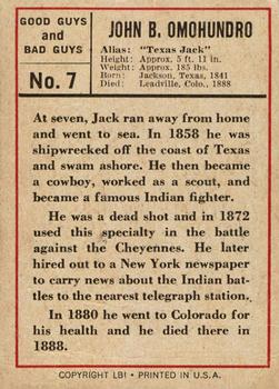 1966 Leaf Good Guys and Bad Guys #7 Texas Jack Back