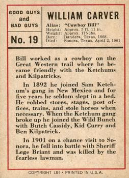 1966 Leaf Good Guys and Bad Guys #19 Bill Carver Back