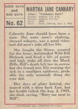 1966 Leaf Good Guys and Bad Guys #62 Calamity Jane Back