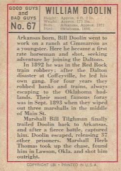1966 Leaf Good Guys and Bad Guys #67 William Doolin Back