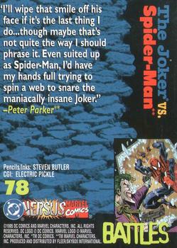 1995 Fleer DC vs. Marvel Comics #78 The Joker / Spider-Man Back