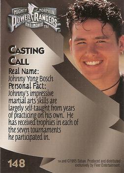 1995 Fleer Mighty Morphin Power Rangers: The Movie #148 Casting Call: Johnny Yong Bosch Back