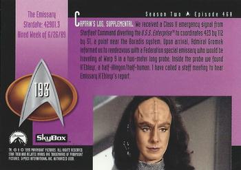 1995 SkyBox Star Trek: The Next Generation Season 2 #193 The Emissary Back