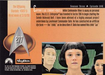 1995 SkyBox Star Trek: The Next Generation Season 3 #277 The Offspring Back