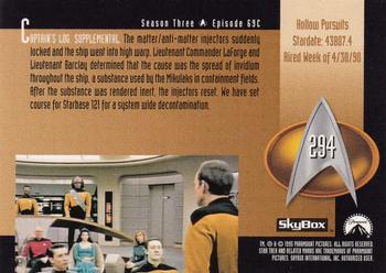 1995 SkyBox Star Trek: The Next Generation Season 3 #294 Hollow Pursuits Back