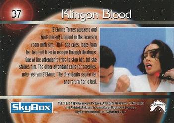 1995 SkyBox Star Trek: Voyager Season One Series One #37 Klingon Blood Back