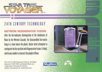 1995 SkyBox Star Trek: Voyager Season One Series Two #71 Metreon Regenerative Fusion Back
