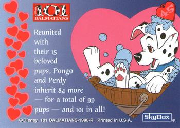 1996 SkyBox 101 Dalmatians #45 Reunited with their 15 beloved pups, P Back
