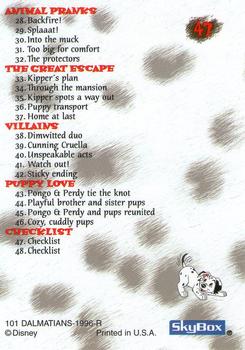 1996 SkyBox 101 Dalmatians #47 Checklist Back