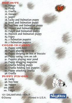 1996 SkyBox 101 Dalmatians #48 Checklist Back
