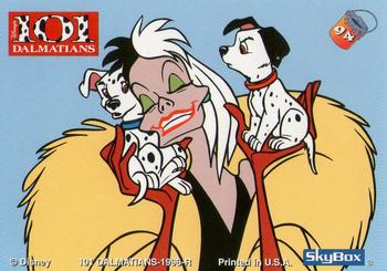 1996 SkyBox 101 Dalmatians #94 Cruella holding two puppies Back