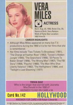 1991 Starline Hollywood Walk of Fame #142b Vera Miles Back
