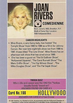 1991 Starline Hollywood Walk of Fame #198 Joan Rivers Back