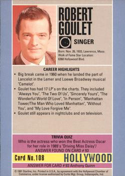 1991 Starline Hollywood Walk of Fame #108 Robert Goulet Back