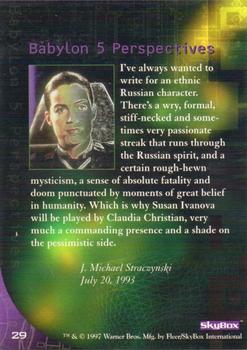 1997 SkyBox Babylon 5 Special Edition #29 The Russian Spirit Back
